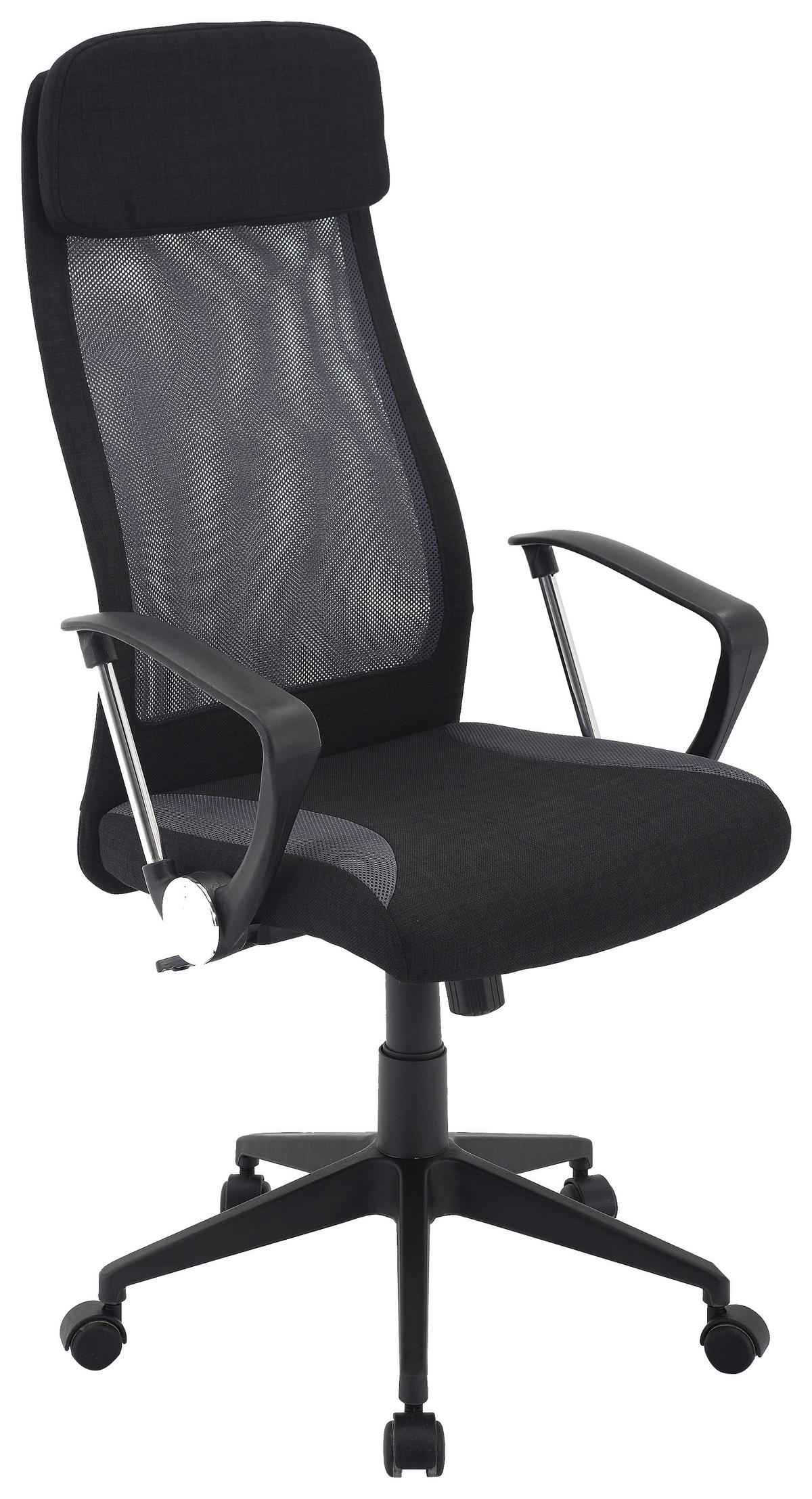 DREHSTUHL Netzbespannung, Webstoff Grau, Schwarz  - Schwarz/Grau, Design, Kunststoff/Textil (61/118-128/64cm) - MID.YOU