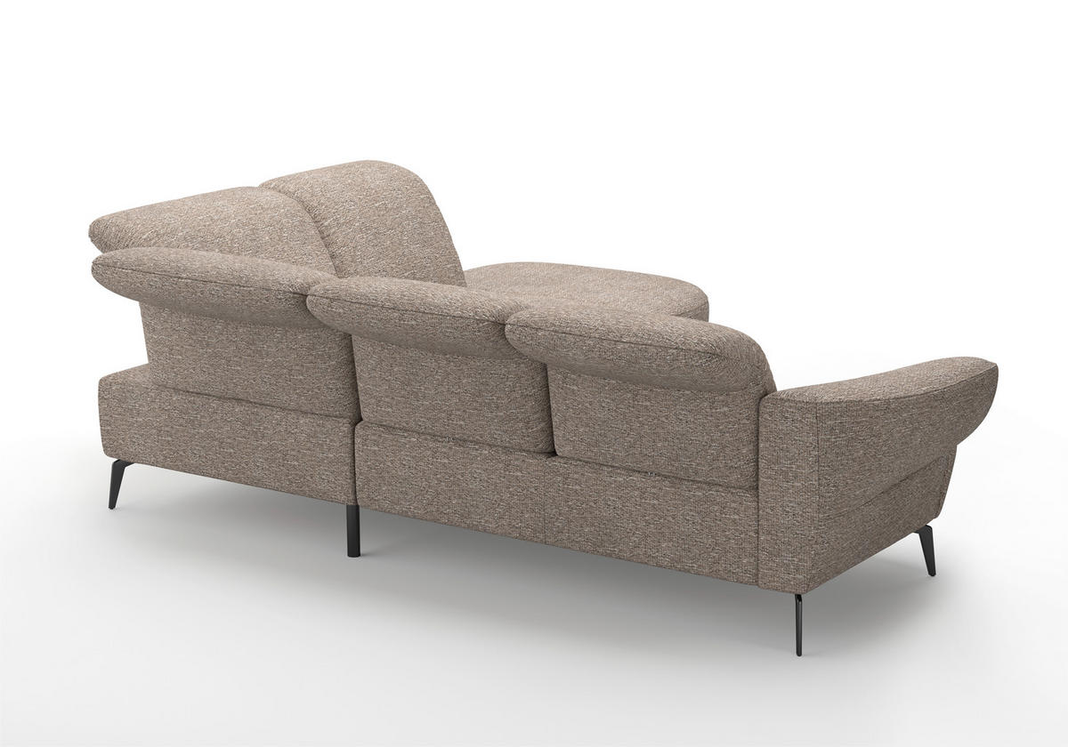 ECKSOFA in Chenille Cappuccino  - Schwarz/Cappuccino, Modern, Textil/Metall (302/270cm) - Sit & More