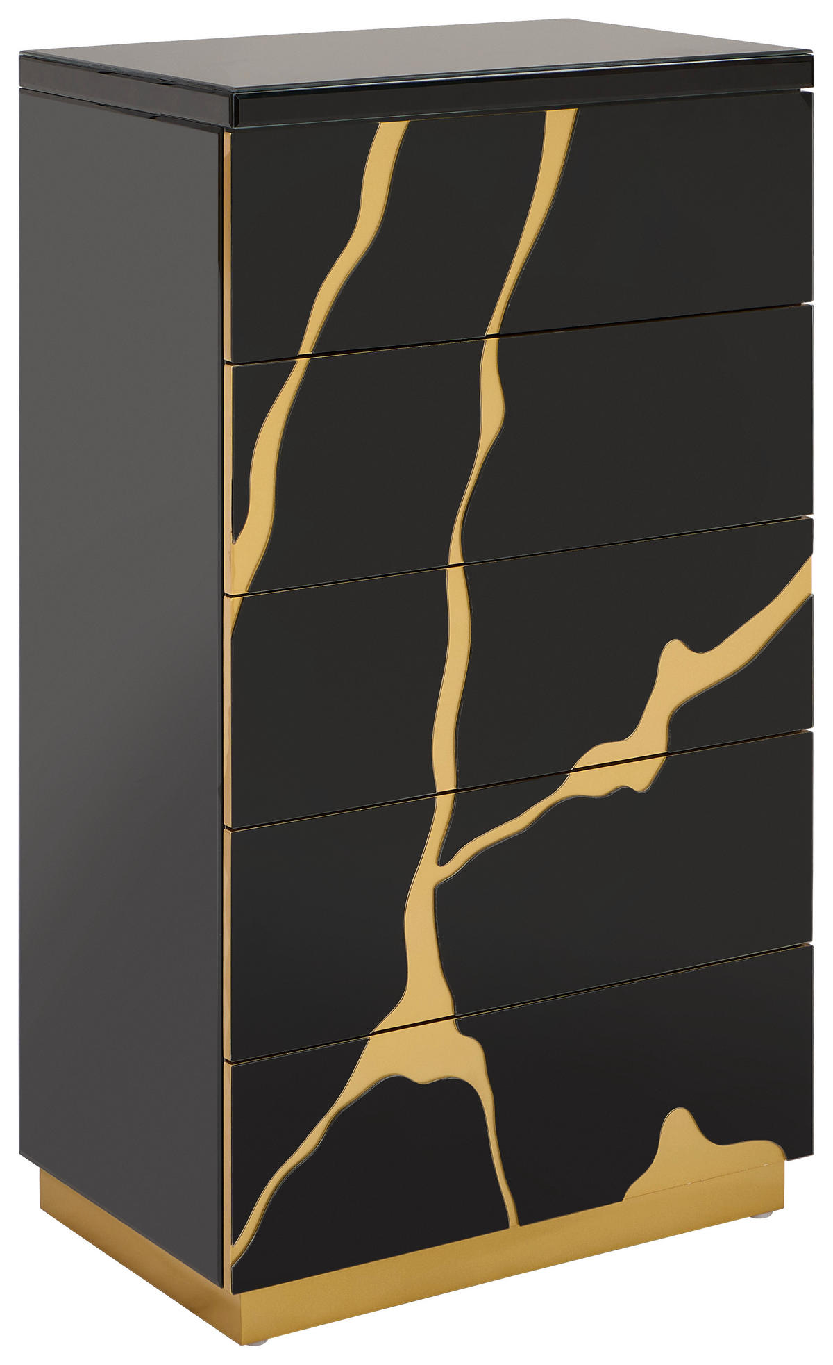 BYRÅ 60/105/40 cm  - svart/guldfärgad, Trend, trämaterial/glas (60/105/40cm) - Xora