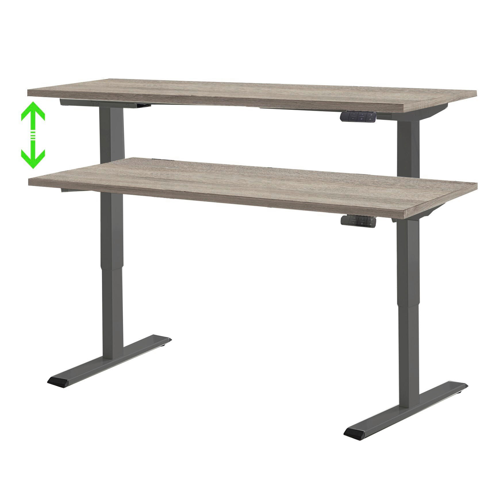 SCHREIBTISCH höhenverstellbar, Memoryschalter, USB-Anschlüsse  - Anthrazit/Sonoma Eiche, MODERN, Holzwerkstoff/Metall (160/80/69-119cm) - MID.YOU