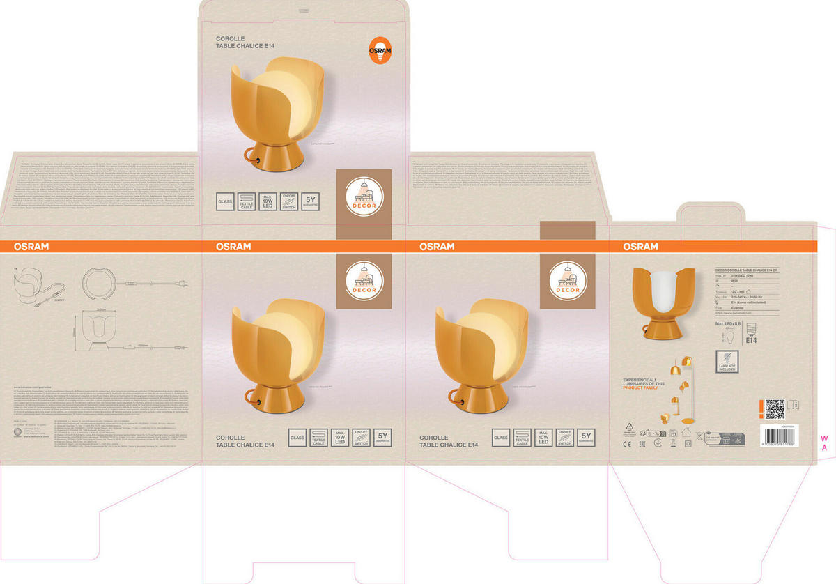 TISCHLEUCHTE 20/21 cm   - Orange, Basics, Metall (20/21cm) - Osram