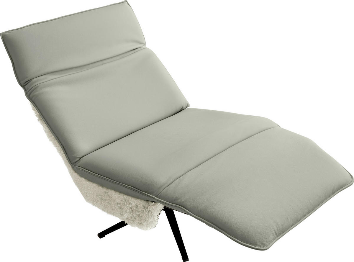 SESSEL Hochflor Echtleder Weiss, Grauweiss  - Weiss/Schwarz, Design, Leder/Textil (84/65/91cm) - Koinor