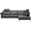 ECKSOFA in Echtleder Anthrazit  - Anthrazit/Alufarben, Konventionell, Leder/Metall (284/220cm) - Beldomo Premium