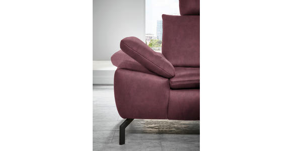 ECKSOFA Weinrot Mikrofaser  - Weinrot/Schwarz, Design, Textil/Metall (341/181cm) - Dieter Knoll