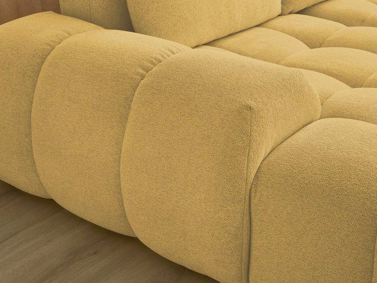 ECKSCHLAFSOFA EVEREST  mit Rücken echt, Armteil links, Armteil rechts Flachgewebe Gelb  - Gelb/Schwarz, MODERN, Kunststoff/Textil (198/423/212cm)