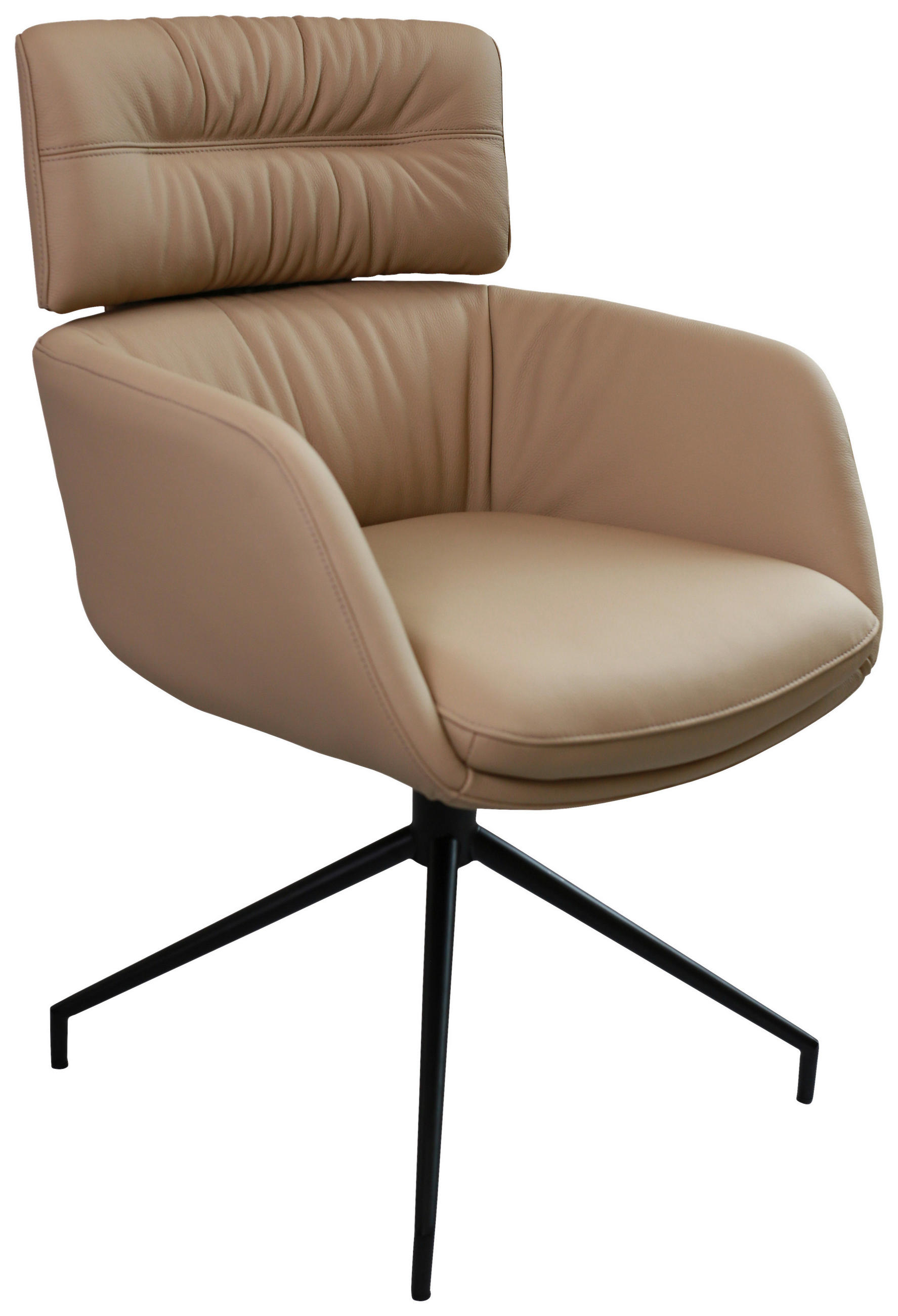 ARMLEHNSTUHL  in Eisen Echtleder pigmentiert  - Hellbraun/Schwarz, Design, Leder/Metall (62/92/66cm) - Dieter Knoll