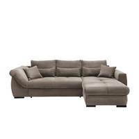 ECKSOFA  Cord Graubraun  - Graubraun/Schwarz, Modern, Textil/Metall (302/188cm) - MID.YOU