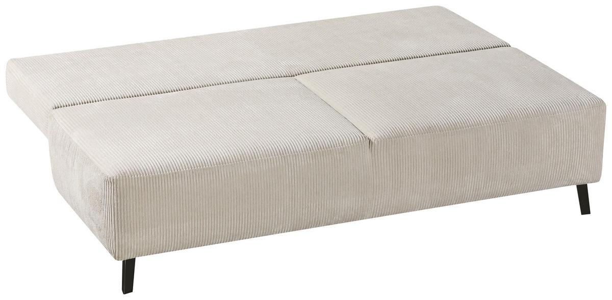 SCHLAFSOFA Cord Creme  - Creme/Schwarz, MODERN, Textil/Metall (197/92/88cm)