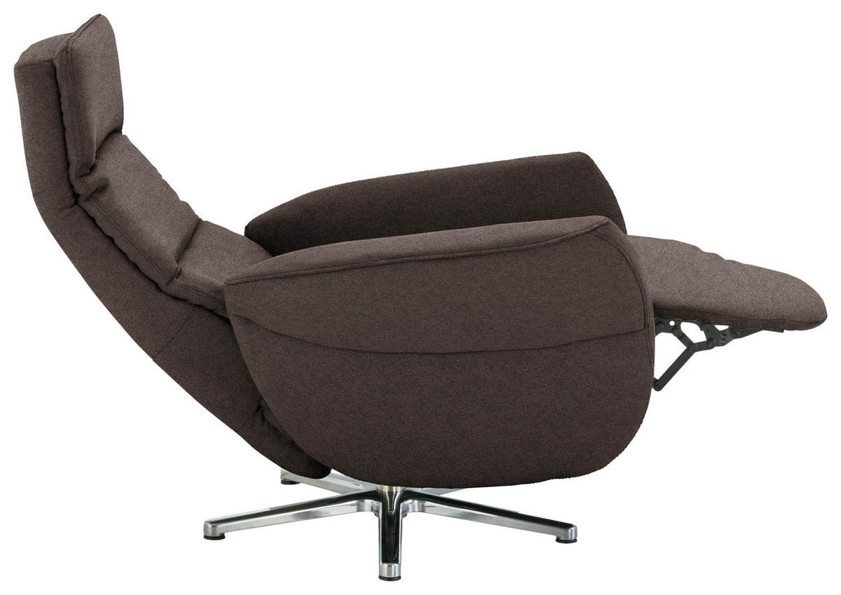 RELAXSESSEL Textil Braun  - Chromfarben/Braun, Design, Textil/Metall (78/113/83cm) - Beldomo Speed