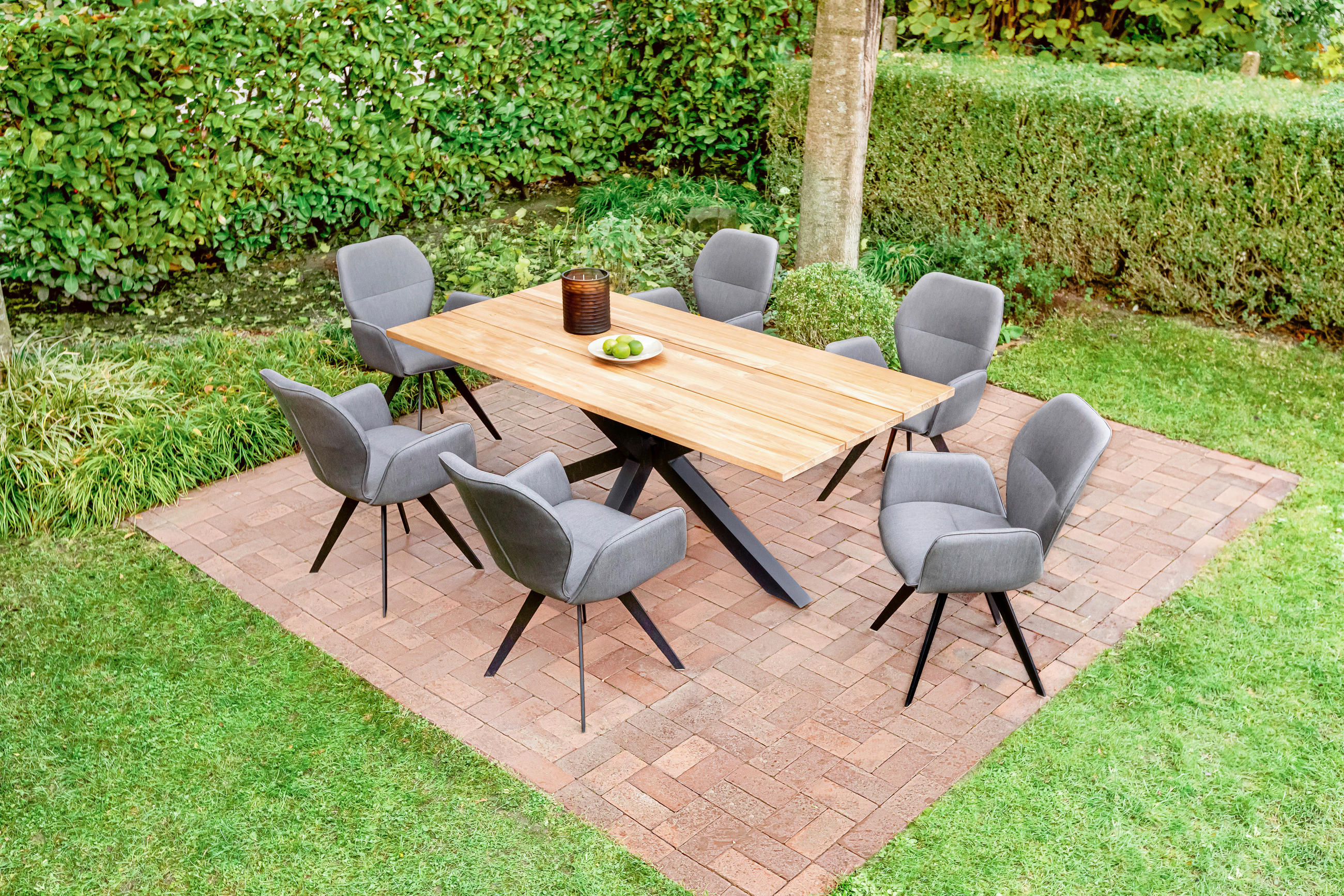 GARTENTISCH Holz Naturfarben rechteckig  - Anthrazit/Naturfarben, Design, Holz/Metall (200/95/76cm)