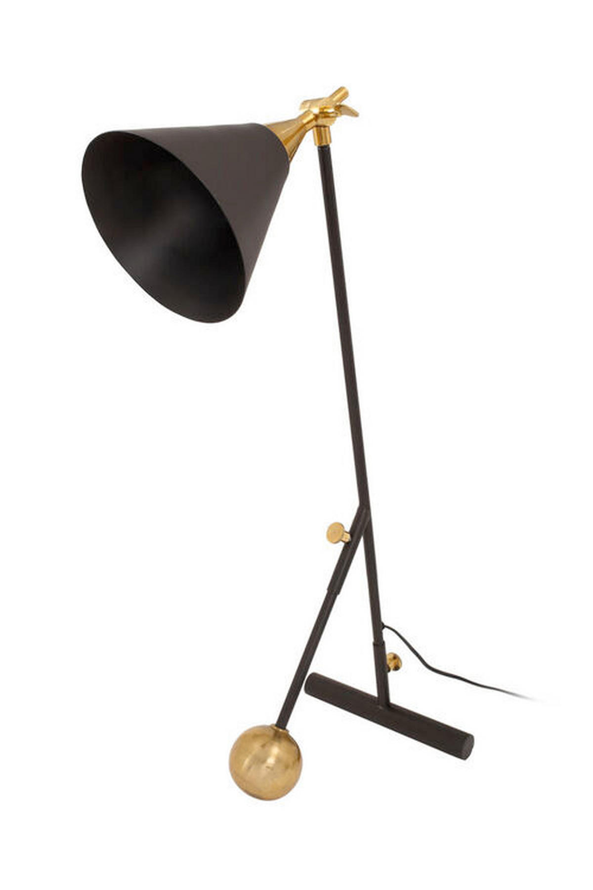 STEHLEUCHTE - Goldfarben/Schwarz, Design, Kunststoff/Stein (23/76/32cm) - Kayoom