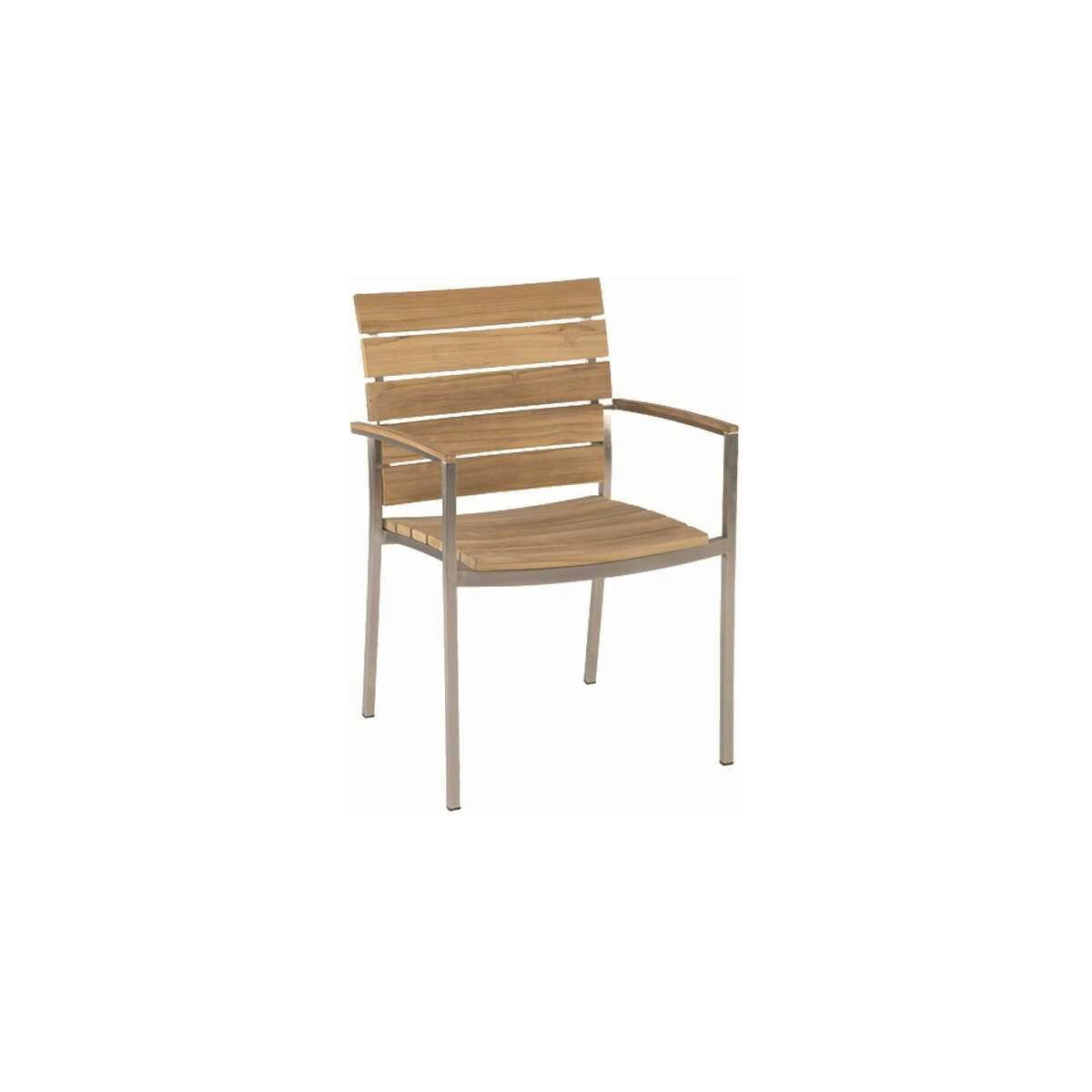 STAPELSESSEL in Holz, Metall Edelstahlfarben, Teakfarben  - Edelstahlfarben/Teakfarben, Design, Holz/Metall (58/85/55cm) - Stern