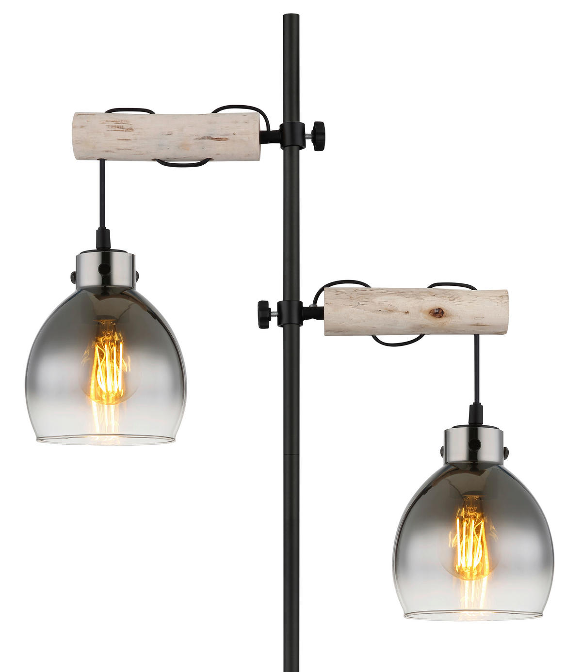 STEHLEUCHTE - Schwarz/Naturfarben, Natur, Glas/Holz (48/25/168cm) - Globo