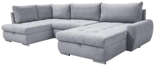 ECKSOFA Hellgrau Velours  - Chromfarben/Hellgrau, Design, Kunststoff/Textil (173/322/174cm) - Livetastic