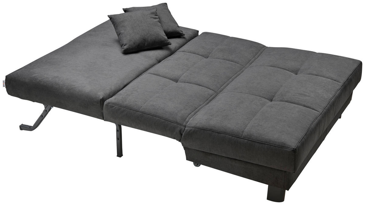 SCHLAFSOFA Mikrovelours Schwarz  - Schwarz, KONVENTIONELL, Textil/Metall (145/85/100cm) - Carryhome