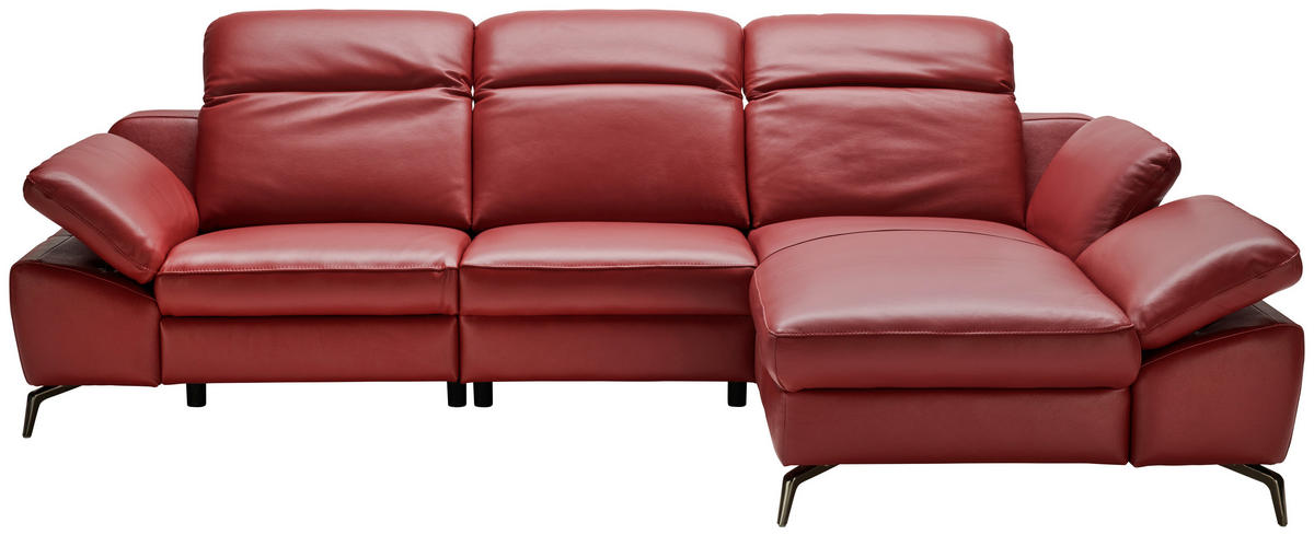 SAROKKANAPÉ bőr piros  - fekete/piros, Design, bőr/fém (286/183cm) - Celina Home