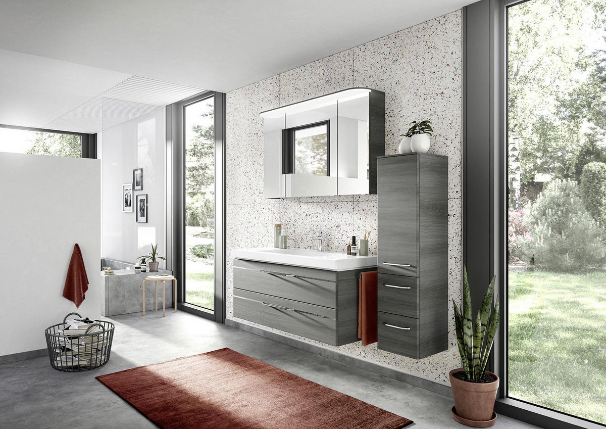 BADEZIMMER 4-teilig  in 153 cm  - Chromfarben/Graphitfarben, KONVENTIONELL, Glas/Holzwerkstoff (153cm) - Pelipal