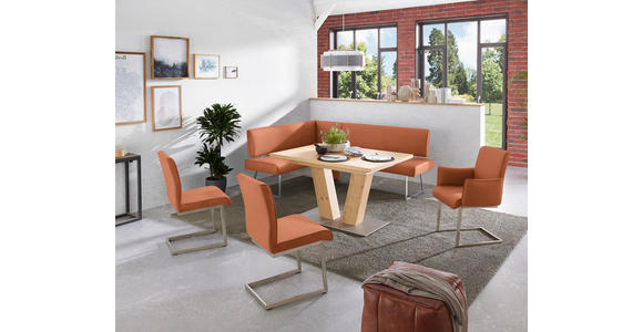 ECKBANK 137/219 cm  in Edelstahlfarben, Karamell  - Edelstahlfarben/Karamell, Design, Textil/Metall (137/219cm) - Dieter Knoll