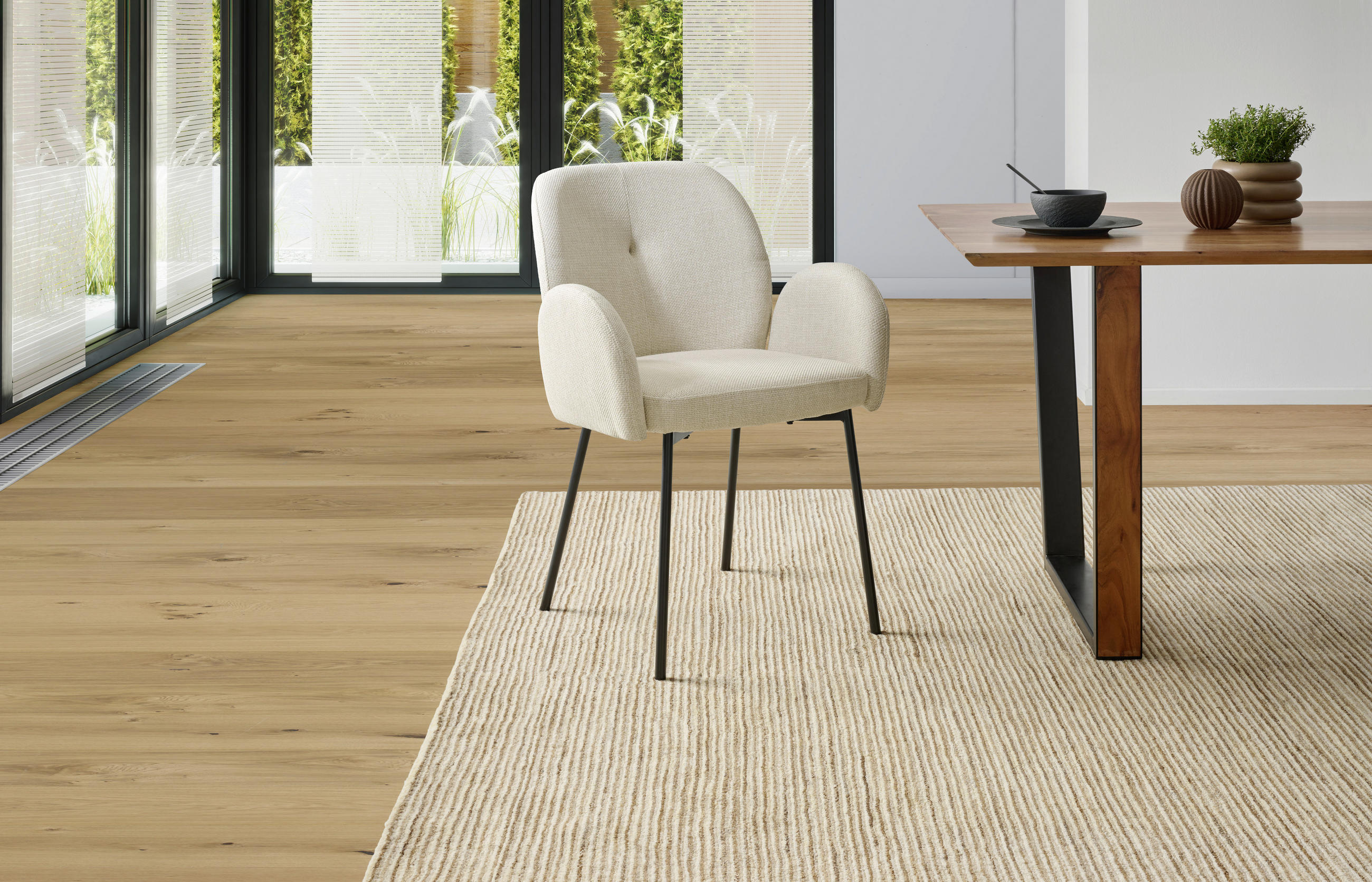 ARMLEHNSTUHL  in Eisen Leinenoptik  - Beige/Schwarz, KONVENTIONELL, Holz/Textil (62/85/64cm) - MID.YOU