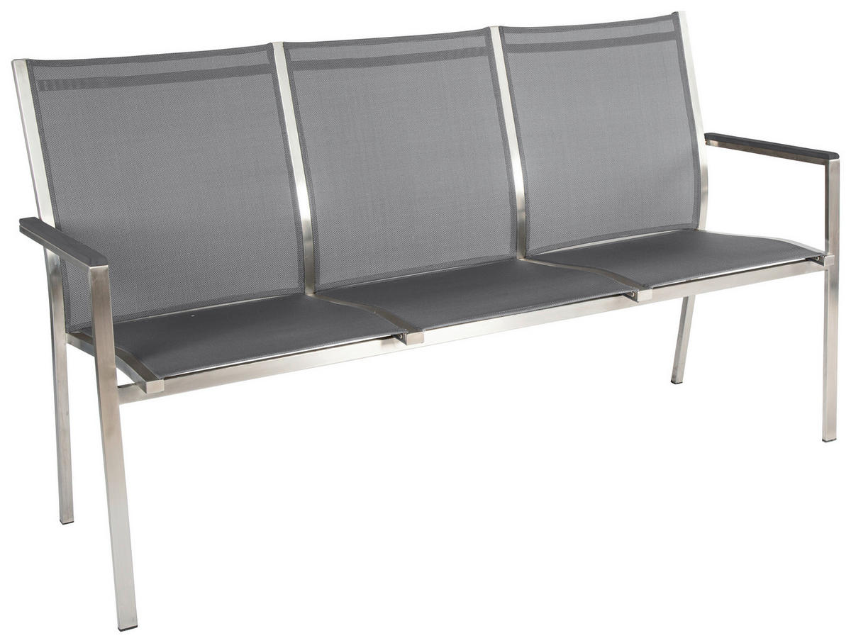 GARTENBANK 160/91/61 cm  Edelstahl  - Anthrazit/Silberfarben, Basics, Textil/Metall (160/91/61cm) - Stern