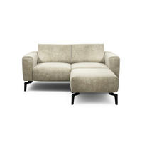 Zweisitzer inkl. Hocker Samt Naturfarben  - Schwarz/Naturfarben, Design, Textil/Metall (180/86/86-94cm) - SENSOO