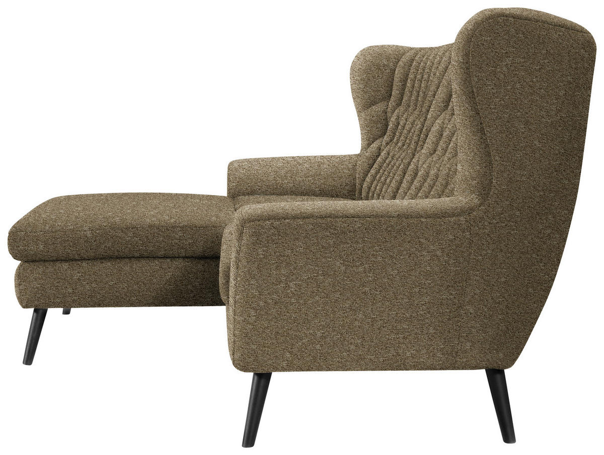 ECKSOFA  in Flachgewebe Olivgrün  165/237 cm  - Schwarz/Olivgrün, Design, Holz/Textil (165/237cm) - Stylife