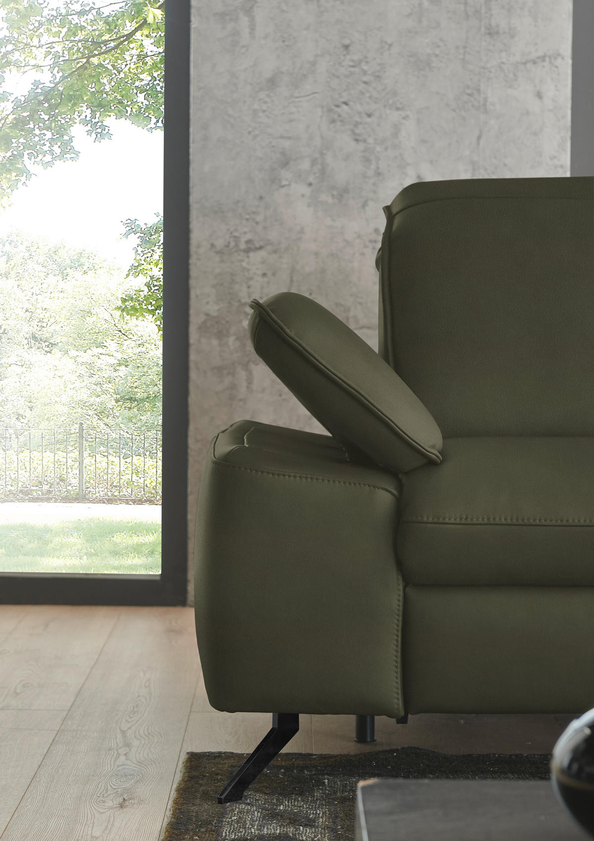 ECKSOFA  Echtleder Graugrün  - Schwarz/Graugrün, Design, Leder/Metall (307/169cm) - Beldomo Premium