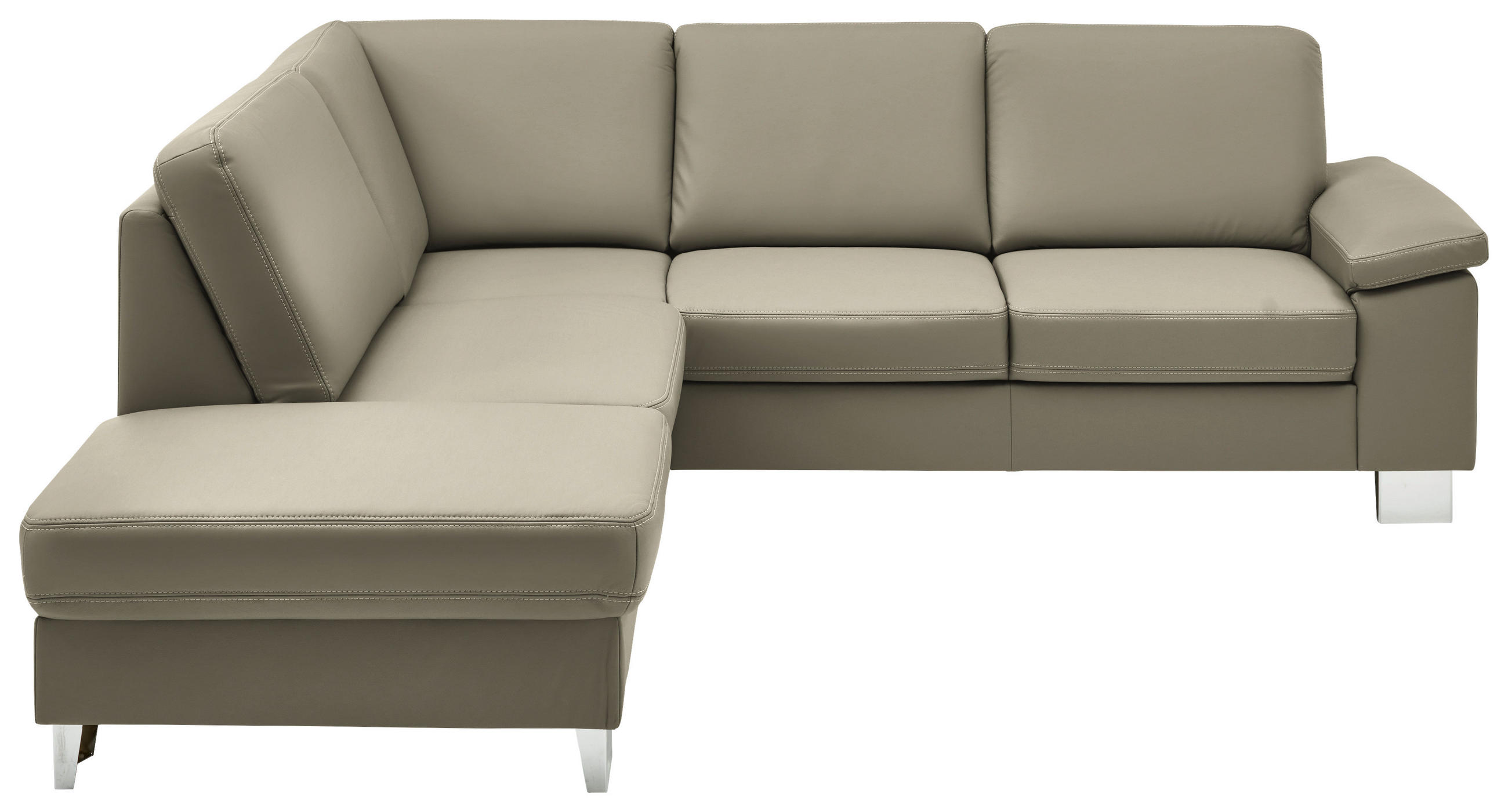 ECKSOFA  in Echtleder Perlmutt  235/248 cm  - Beige/Perlmutt, Design, Leder/Metall (235/248cm) - Beldomo Premium