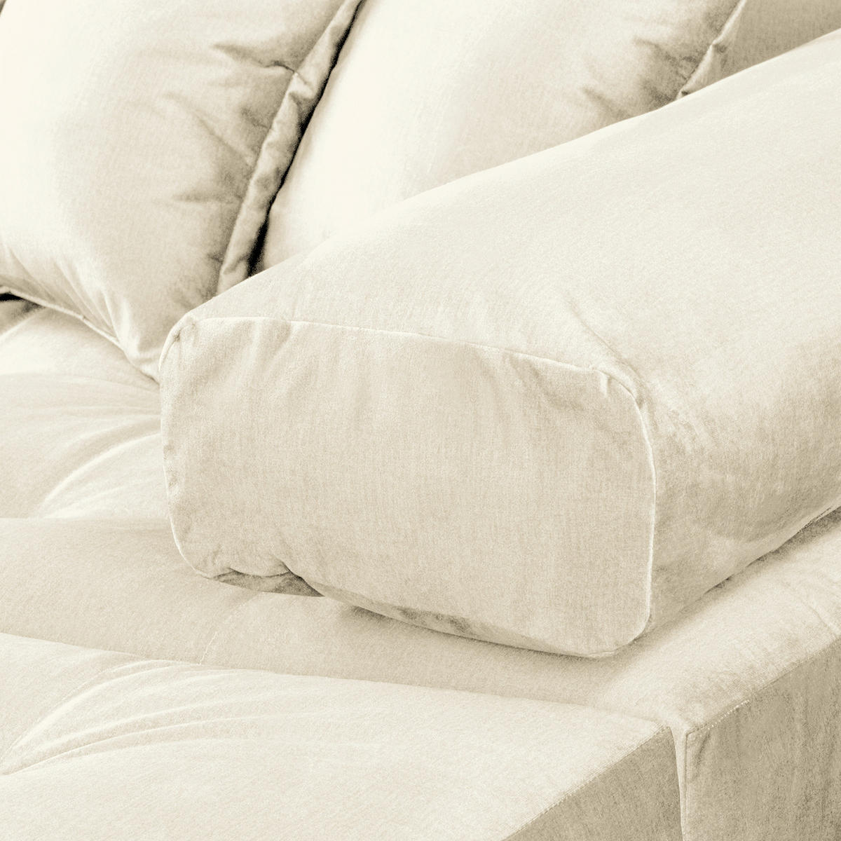 ECKSOFA Velours Beige  - Beige/Schwarz, Design, Kunststoff/Textil (284/243cm) - P & B