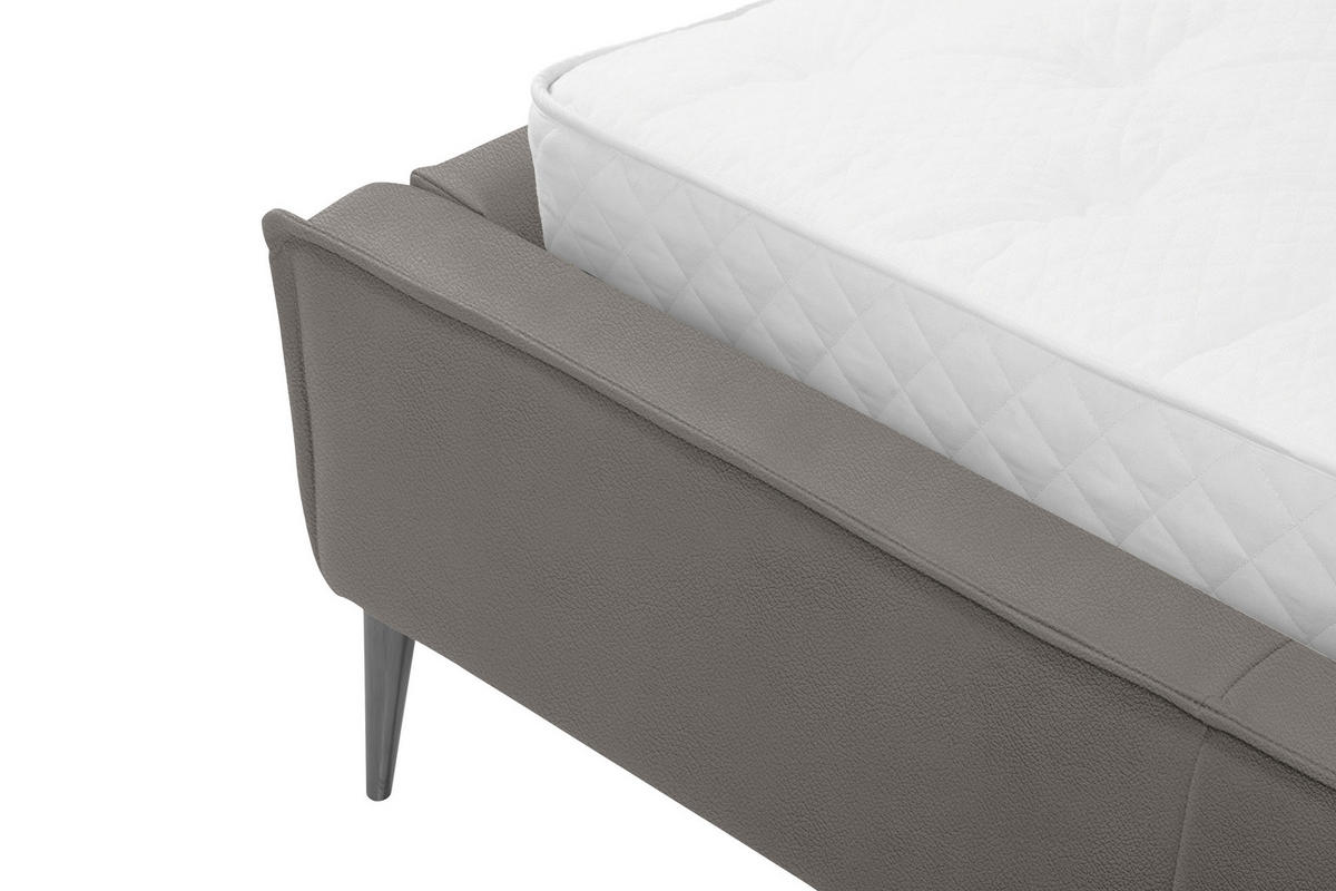 POLSTERBETT 140/200 cm,  in Grau, gepolstertes Kopfteil,  - Schwarzchrom/Grau, KONVENTIONELL, Leder/Metall (140/200cm) - Esposa