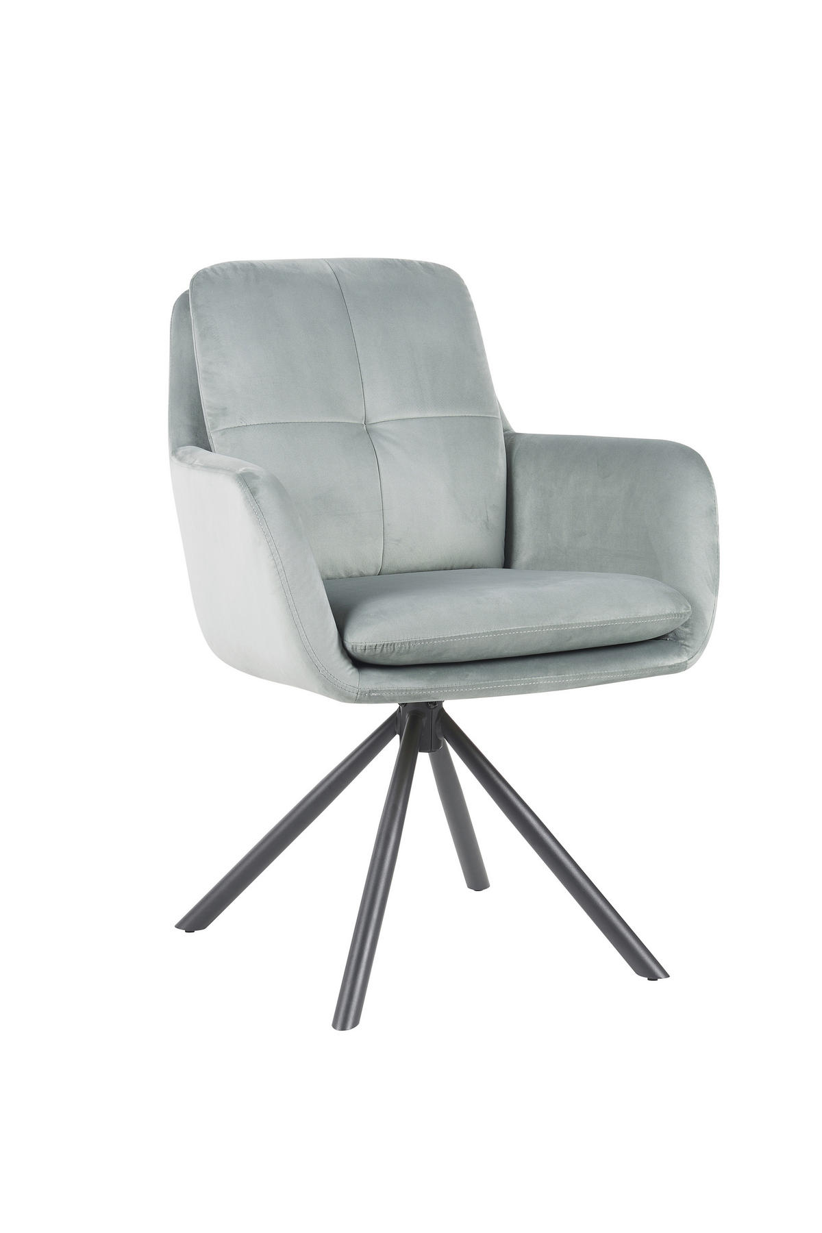 ARMLEHNSTUHL-SET 2 Stück  in Stahl Samt, Velours  - Schwarz/Mintgrün, MODERN, Textil/Metall (63/89/70cm) - MID.YOU