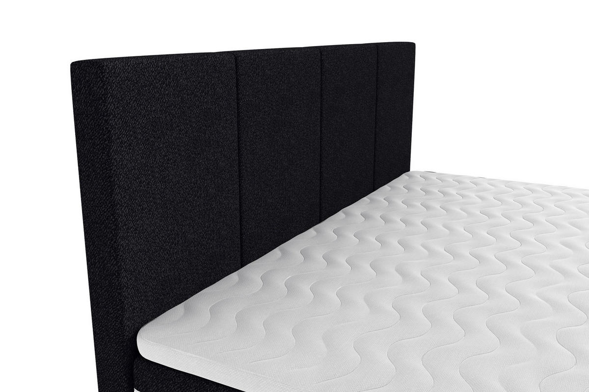 BOXSPRINGBETT 160/200 cm,  in Schwarz, Bettkasten, Topper, Matratzen, H3 = fest  - Chromfarben/Schwarz, KONVENTIONELL, Kunststoff/Textil (160/200cm) - Boxxx