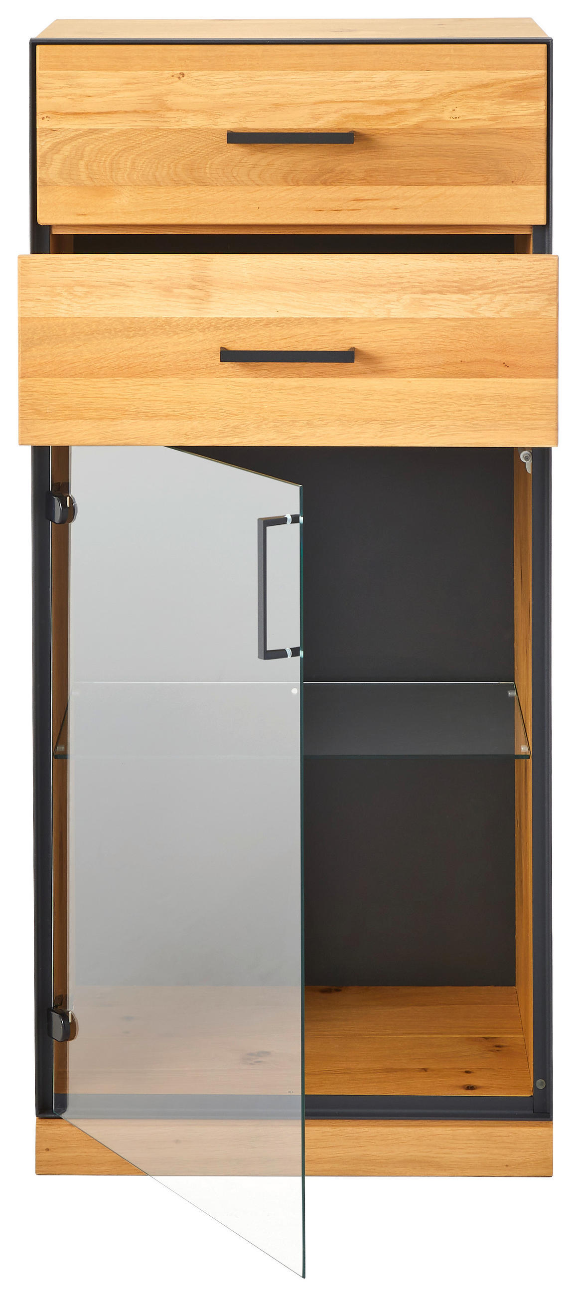 KOMMODE  in 55/122/40 cm  - Eichefarben/Anthrazit, Natur, Glas/Holz (55/122/40cm) - Linea Natura