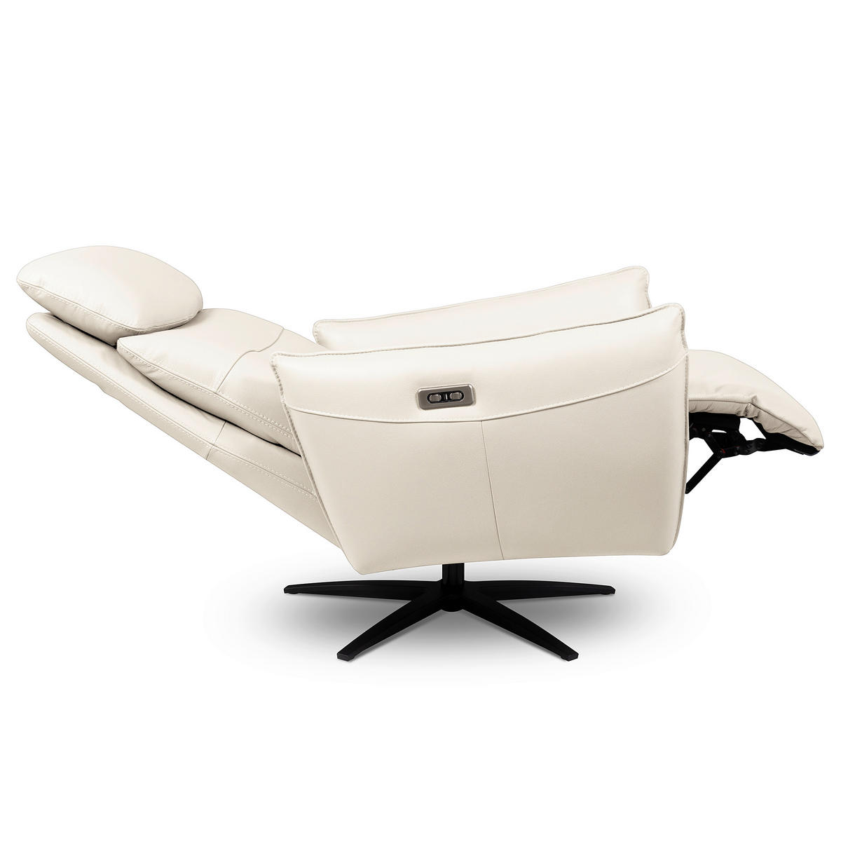RELAXSESSEL in Leder Weiß  - Schwarz/Weiß, Design, Leder/Metall (77/107/88cm) - Livetastic