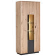 VITRINE  in Anthrazit, Eichefarben - Eichefarben/Anthrazit, Design, Glas/Holzwerkstoff (90/201/37cm) - Carryhome