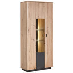 VITRINE in Anthrazit, Eichefarben - Eichefarben/Anthrazit, Design, Glas/Holzwerkstoff (90/201/37cm) - Carryhome