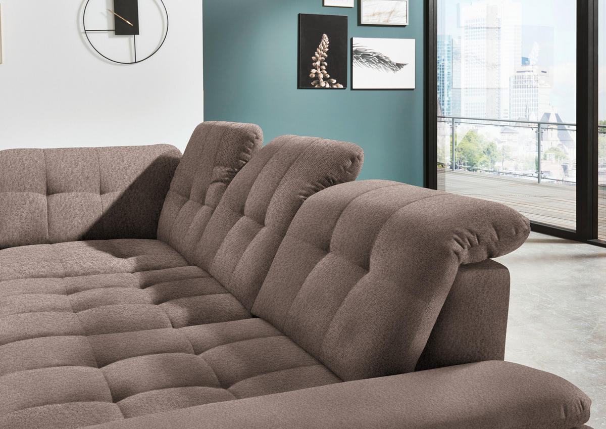ECKSOFA in Chenille Braun  - Chromfarben/Braun, Design, Textil/Metall (260/310cm) - Beldomo Speed