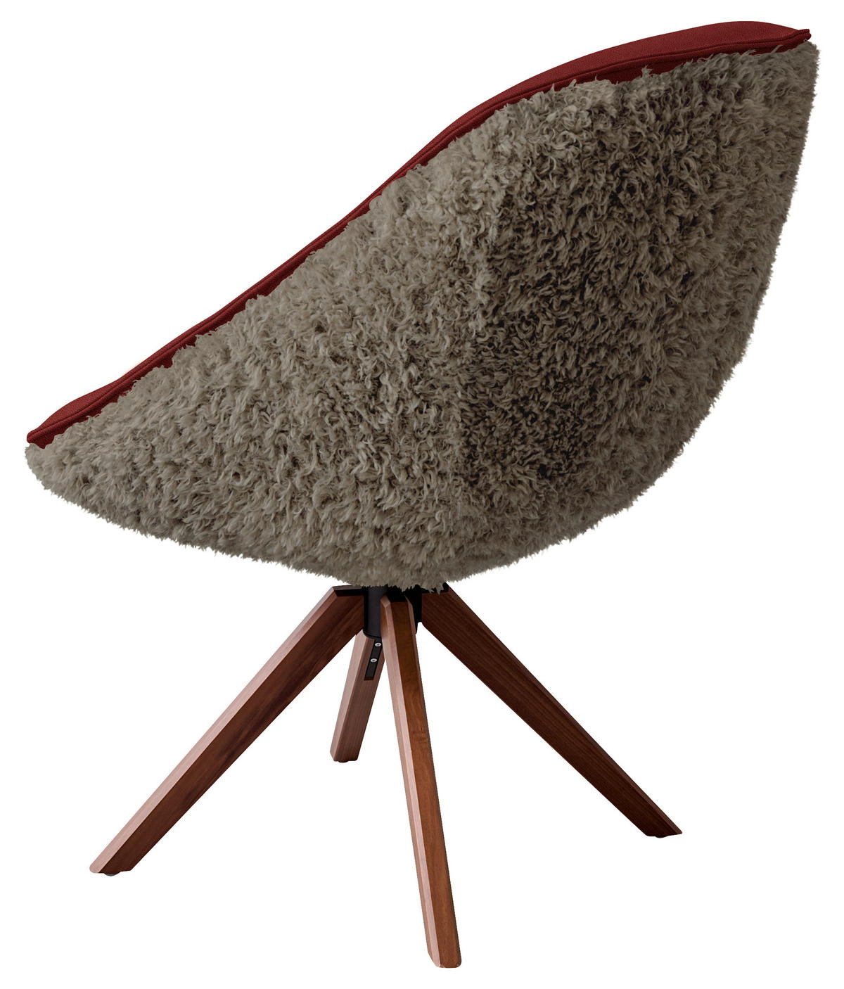 ARMLEHNSTUHL  Beinauswahl, Lederauswahl, Stoffauswahl, inklusive Armlehnen, automatische Rückholfunktion, gepolsterte Armlehnen, Sitzfläche 320° drehbar Hochflor Echtleder  - Weinrot/Nussbaumfarben, Design, Leder/Holz (61/89/70cm) - Koinor