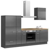 KÜCHENBLOCK Flash 270 cm  in Eichefarben, Schieferfarben  - Schieferfarben/Edelstahlfarben, MODERN, Holzwerkstoff/Metall (270cm) - Nobilia