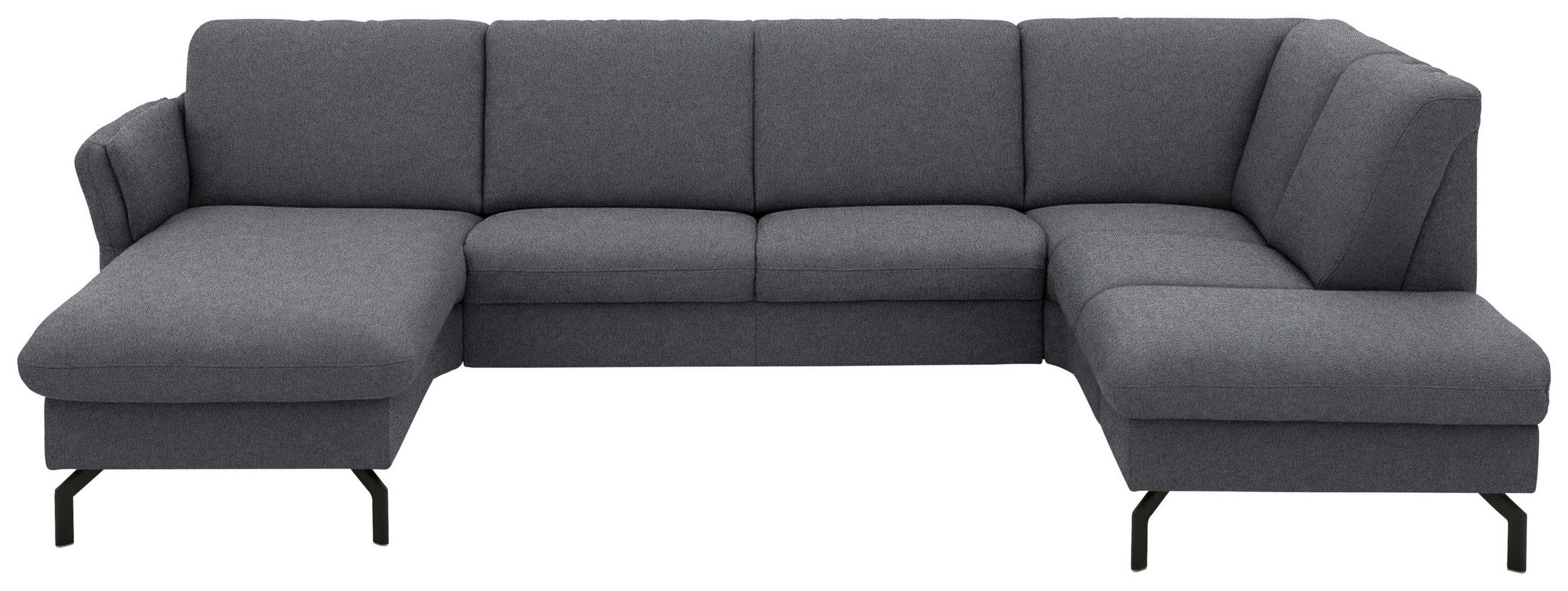 WOHNLANDSCHAFT  in Flachgewebe Anthrazit  - Anthrazit/Schwarz, KONVENTIONELL, Textil/Metall (170/307/190cm) - Beldomo Comfort