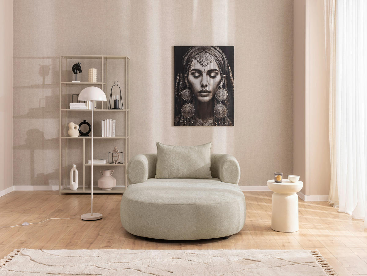 XXL-SESSEL Chenille Beige    - Beige/Schwarz, Design, Kunststoff/Textil (122/76/156cm) - Livetastic