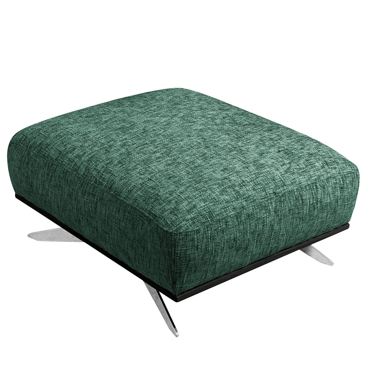 HOCKER PORTLAND Struktur Grün  - Chromfarben/Schwarz, Design, Holz/Textil (95/46/80cm) - Livetastic