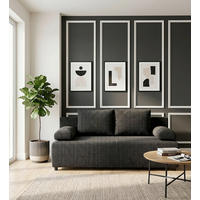 SCHLAFSOFA MILKY Cord Dunkelgrau  inkl. Rückenkissen, Armlehnenkissen, Bettkasten  - Dunkelgrau/Schwarz, Design, Kunststoff/Textil (206/87/88cm) - MID.YOU