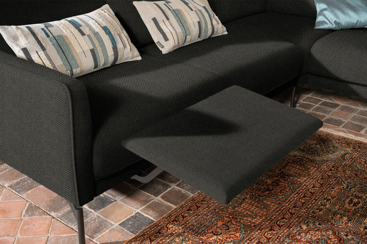 ECKSOFA in Flachgewebe, Struktur Anthrazit  - Anthrazit, Design, Textil/Metall (254/230cm) - Johann Jakob