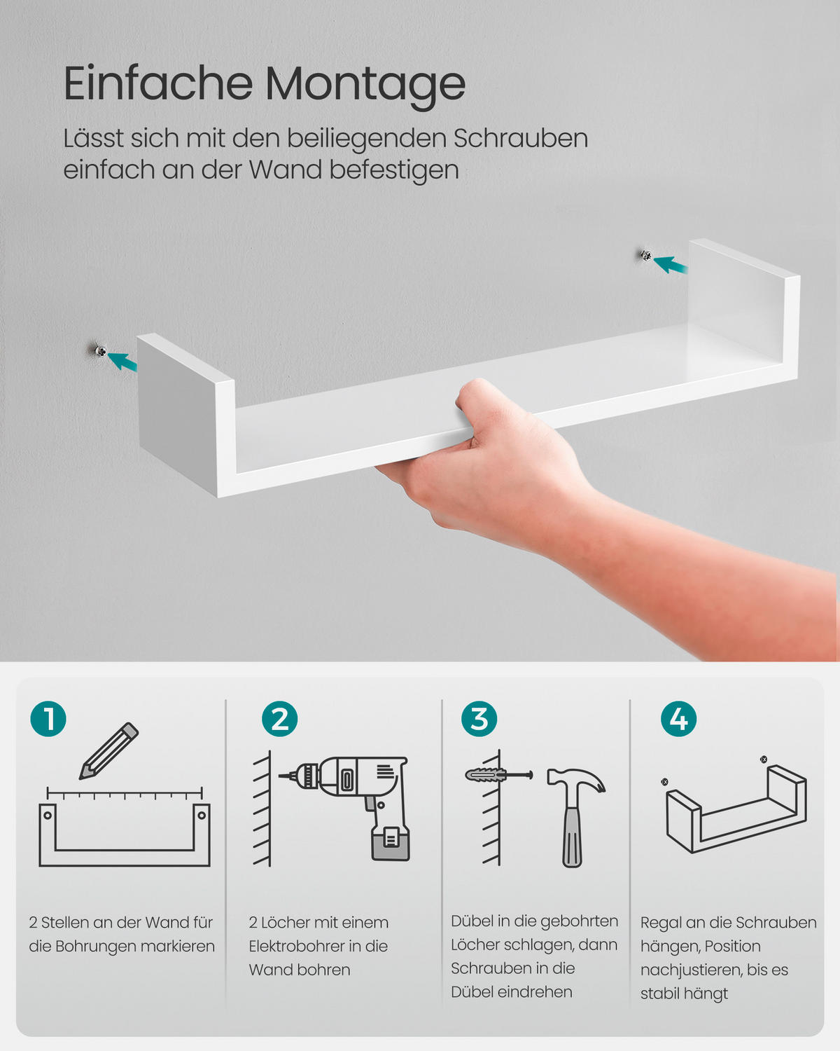WANDREGALSET 60/10/15 cm  - Weiß, Trend, Holzwerkstoff (60/10/15cm) - Boxxx