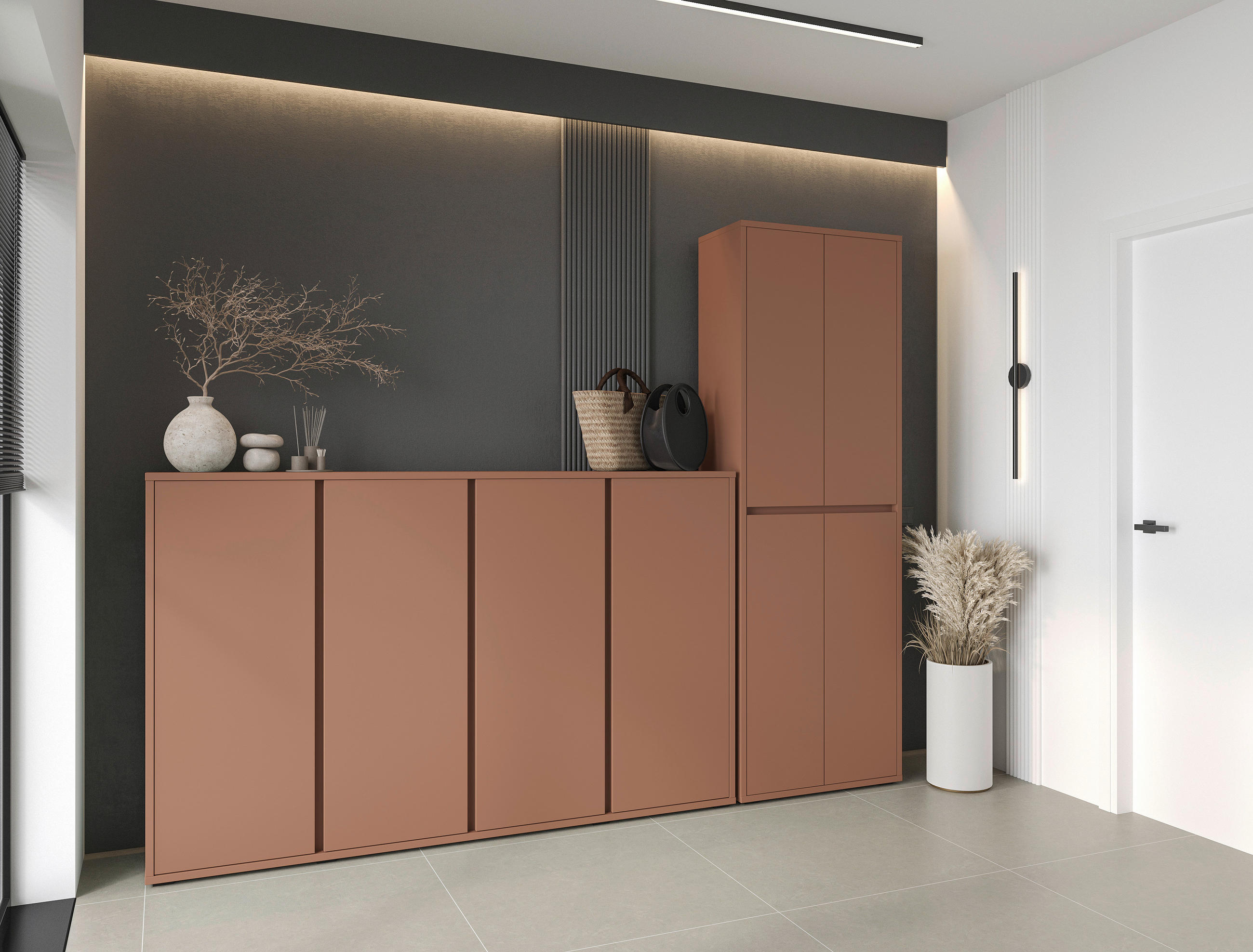 SCHUHSCHRANK Terracotta  - Terracotta, Design, Holzwerkstoff/Kunststoff (70/210/34cm) - Xora