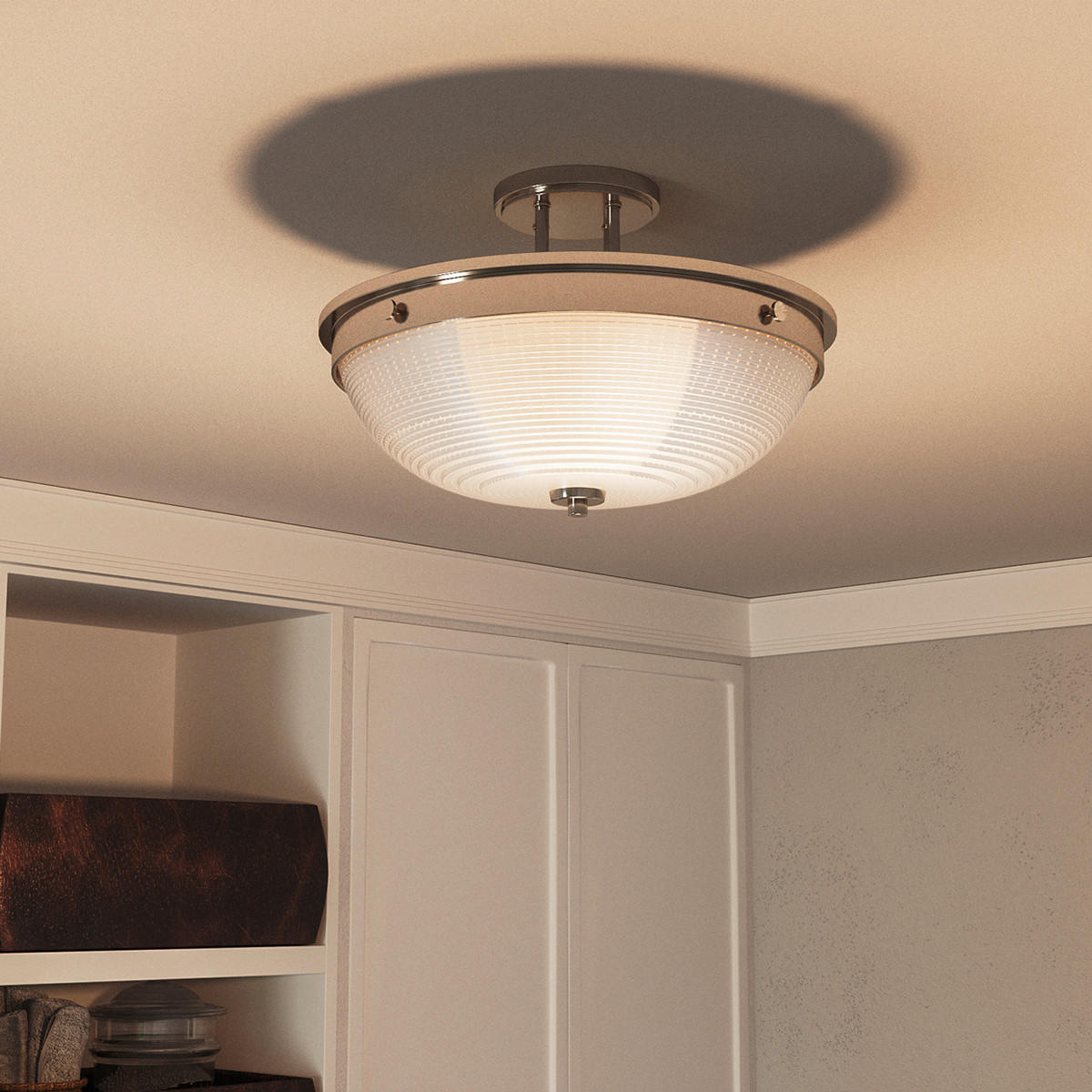 DECKENLEUCHTE  32.7/24.6 cm    - Nickelfarben, Konventionell, Glas/Metall (32.7/24.6cm) - Elstead Lighting