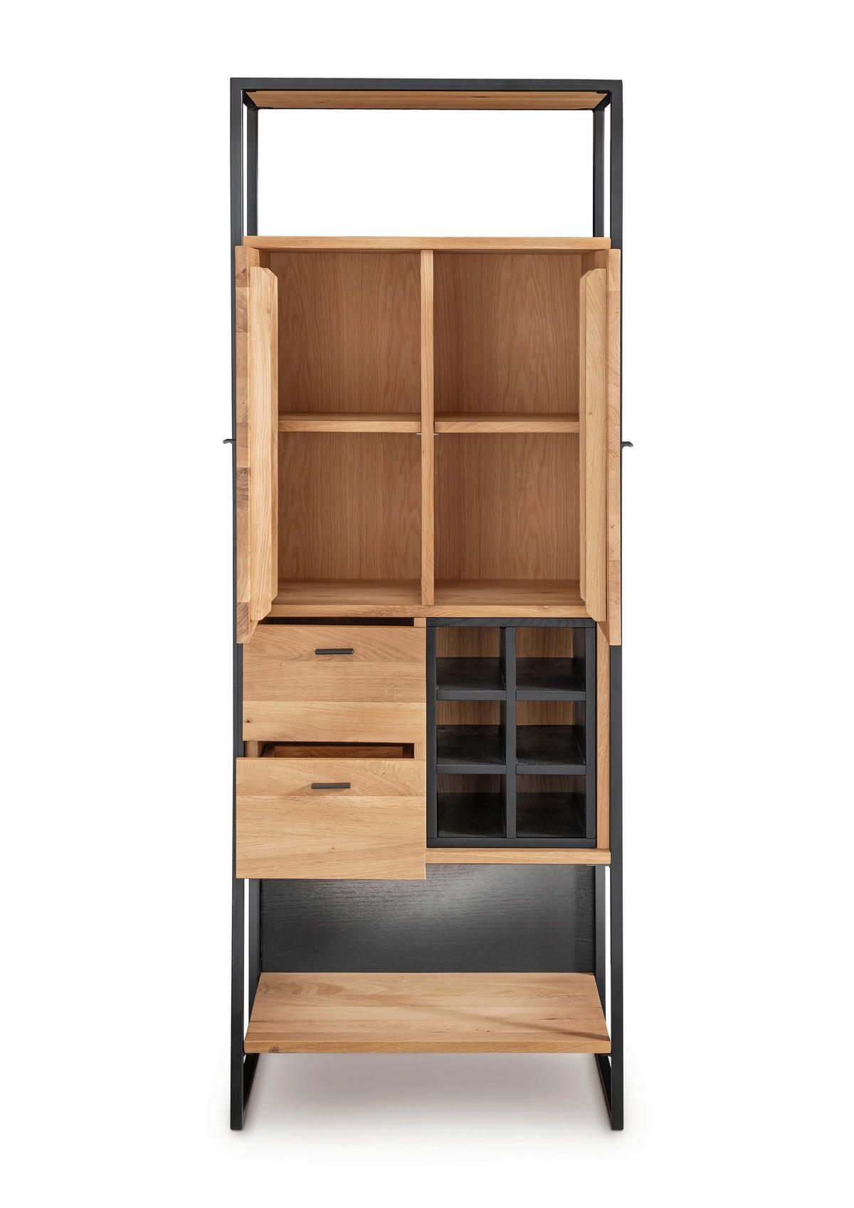 HIGHBOARD  64/173/39 cm 2 Schublade(n)  - Eichefarben/Schwarz, Design, Holz/Metall (64/173/39cm) - Linea Natura
