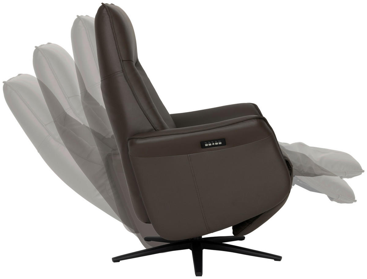 RELAXSESSEL Lederlook Echtleder    - Schwarz/Braun, Design, Leder/Holz (79/110/83cm) - Livetastic