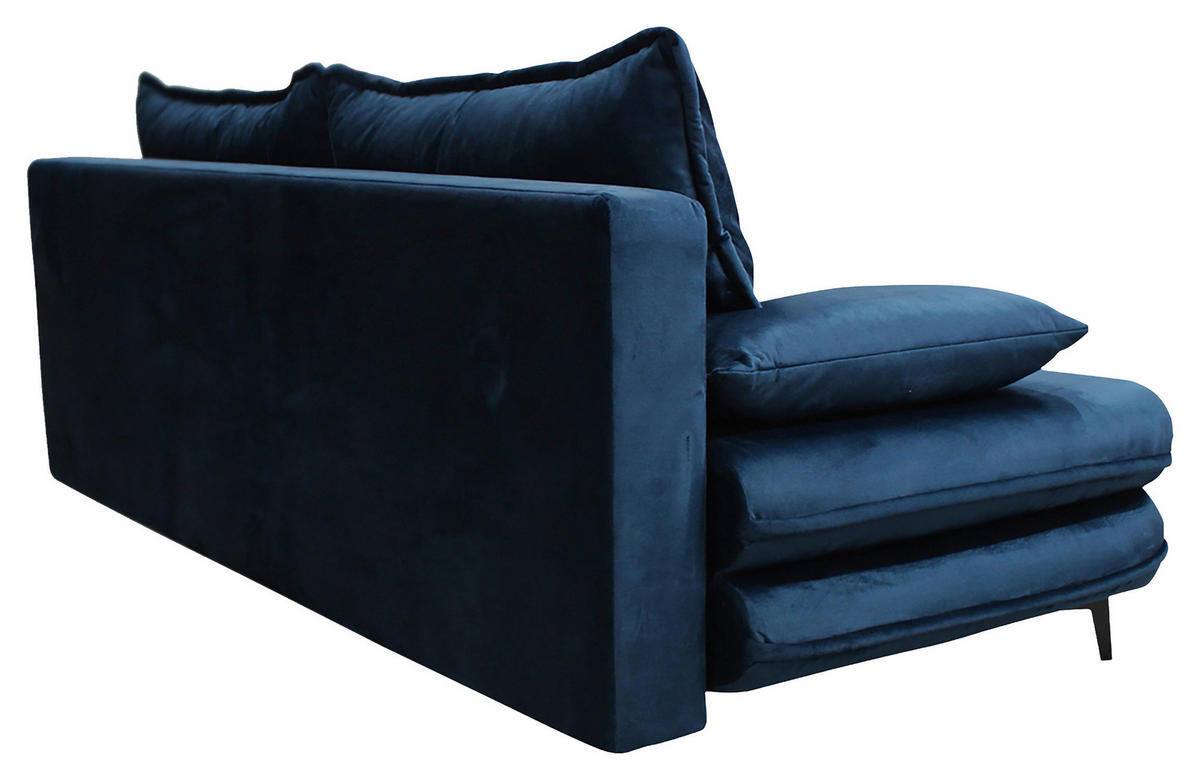 SCHLAFSOFA  mit Velours Dunkelblau  - Schwarz/Dunkelblau, Design, Kunststoff/Textil (217/73/86/106cm) - MID.YOU